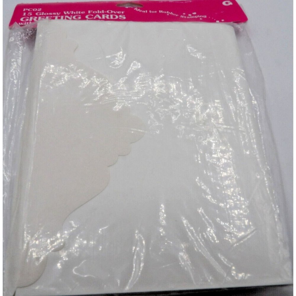 Cards & Envelopes  15 Glossy Fold over Cars w Envelopes 5 1/2"x4 1/2" NOS